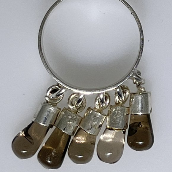 Gypsy Sterling Silver ring with Smoky Quartz beads, flipping fun, sz: 8.5 NWOT - Picture 2 of 8